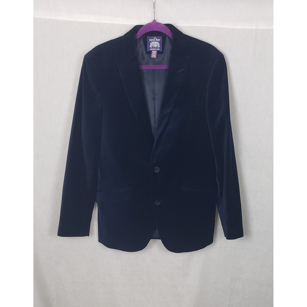 Savile Row Company London Mens Navy Blue Velvet Blazer Sport Coat Two Button 40R